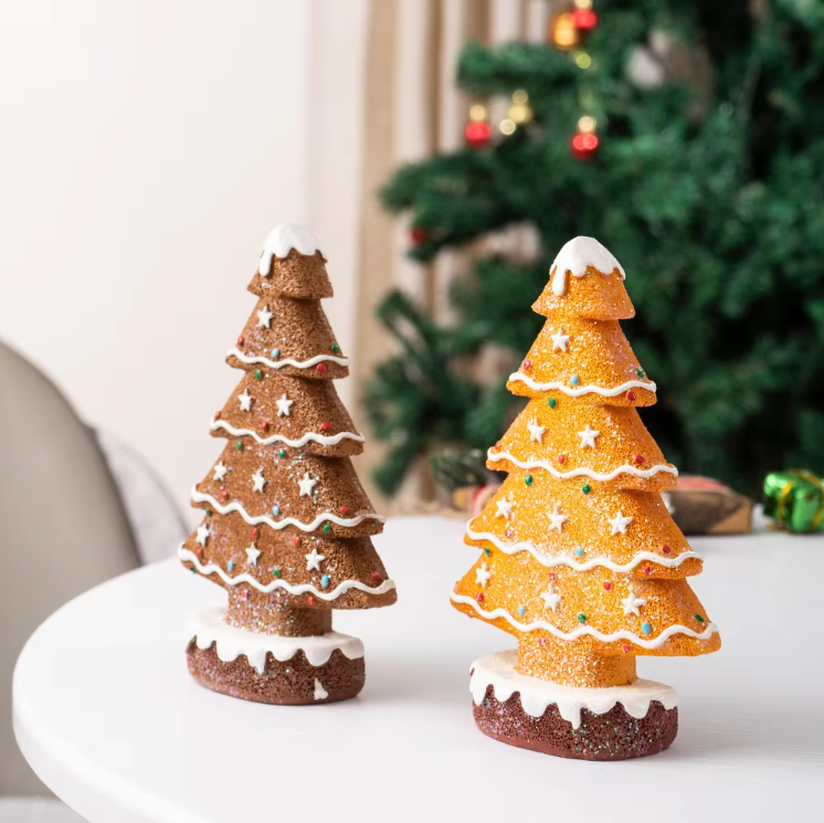 Gingerbread Christmas Tree Ornaments – Holiday Table & Shelf Decor