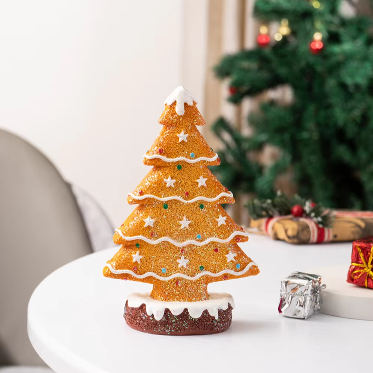 Gingerbread Christmas Tree Ornaments – Holiday Table & Shelf Decor